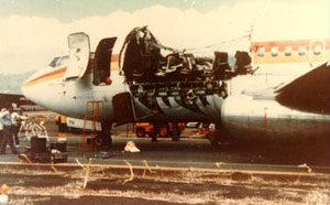 Photo of the fuselage damage on Aloha Airlines flight 243 (FAA)